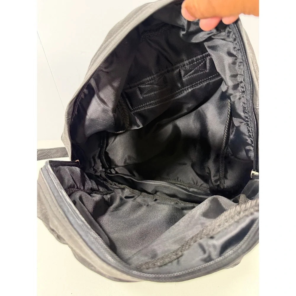 New United Motor Manufacturing Black Leather Backpack Multi Pocket YKK Zipper